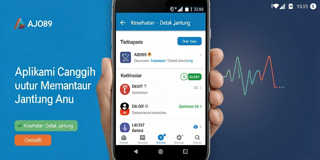 Screenshot antarmuka AJO89 menampilkan pemantauan detak jantung secara real-time.