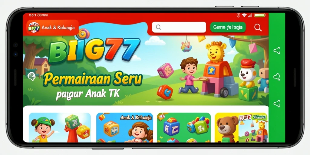 Antarmuka aplikasi BIG77 yang ramah anak dan menarik.