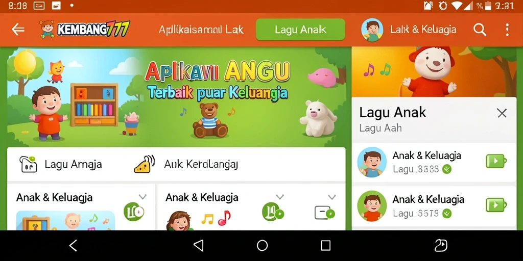 Antarmuka KEMBANG777 yang menarik dengan pilihan lagu anak.
