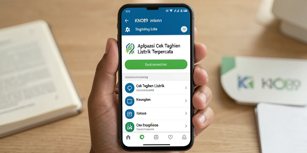 Tampilan antarmuka KNO89 saat mengecek tagihan listrik.