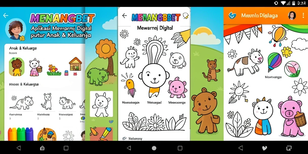 Antarmuka MENANGBET menampilkan gambar yang siap diwarnai.