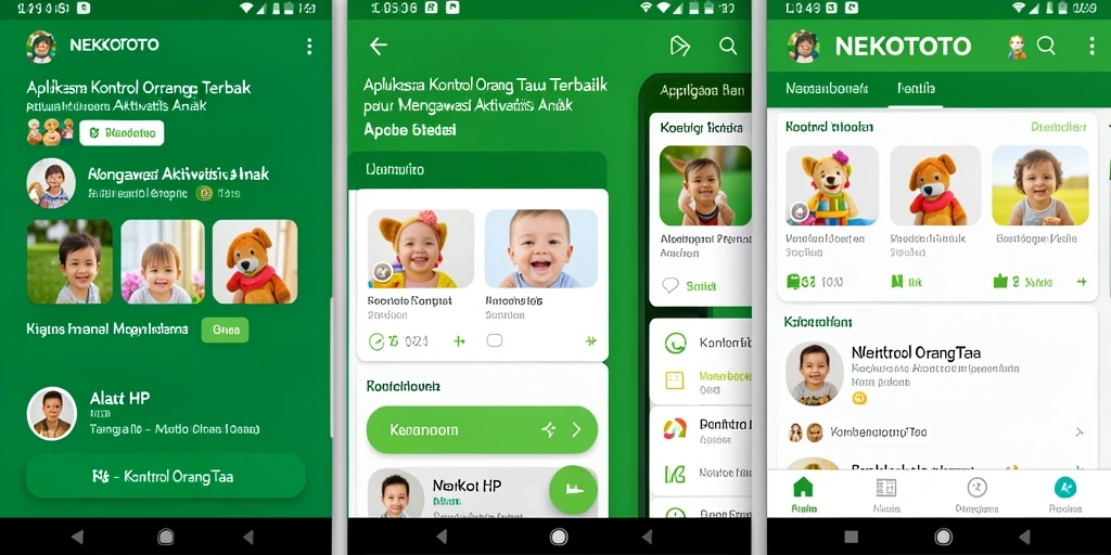 Antarmuka aplikasi NEKOTOTO yang mudah digunakan untuk Kontrol Orang Tua.