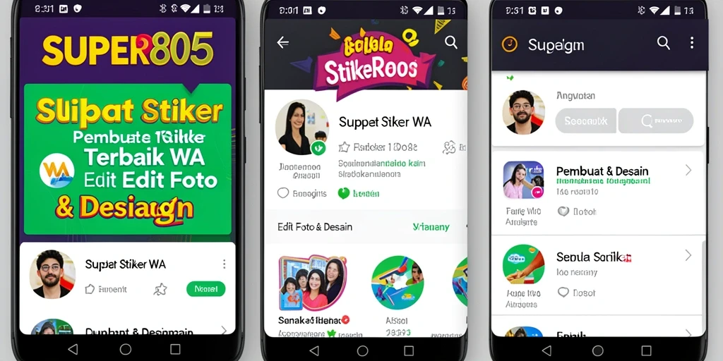 Antarmuka pengguna SUPER805 untuk membuat stiker WA yang kreatif.