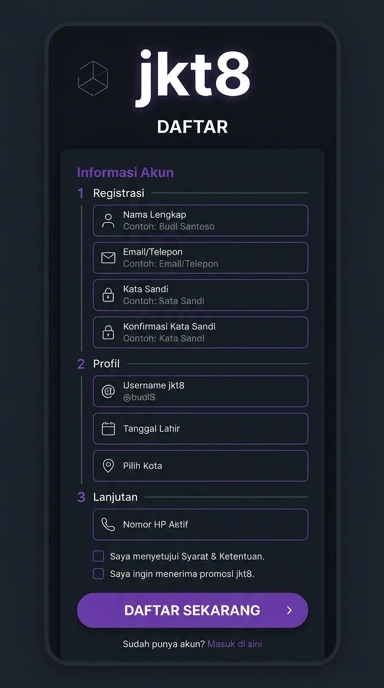 Cara Mudah Registrasi Akun jkt8 untuk Pengguna Android